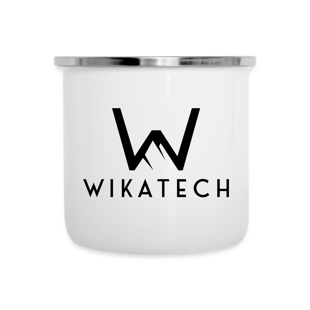 Emaille-Tasse im WiKatech-Design - weiß