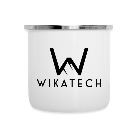 Emaille-Tasse im WiKatech-Design - weiß